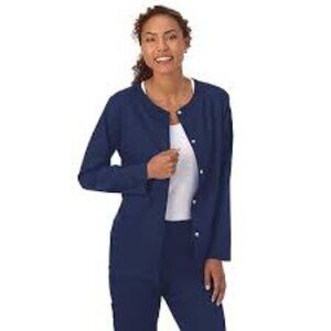 White Swan Bio Stretch Womens Everyday Warm Up Scrub Jacket New Nave NWT